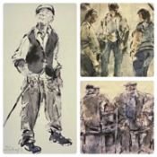 ‡ WILLIAM SELWYN (b.1933) limited edition 65/300 colour print - three men talking in pub, signed and