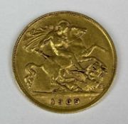 A 1909 HALF SOVEREIGN, 3.9gms Provenance: private collection Ynys Mon