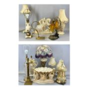 DECORATIVE LIGHTING & OTHER ITEMS to include table lamps, resin centrepiece, resin horse group etc.