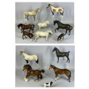 BESWICK & ROYAL DOULTON MODEL ANIMALS comprising nine horses and one dog, includes dappled grey pony