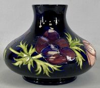 MOORCROFT 'ANEMONE' VASE in cobalt blue ground, impressed marks and monogrammed W.M, 21cms (h)