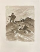 SIR KYFFIN WILLIAMS RA (Welsh 1918 - 2016) limited edition (31/150) print - farmer and sheepdog,