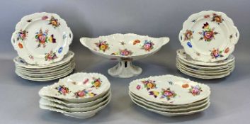 19TH CENTURY STAFFORDSHIRE DESSERT SERVICE, possibly Coalport, hand painted with floral sprays, 25