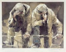 WILLIAM SELWYN artist proof print - two farmers talking, 32 x 40cms Provenance: private collection