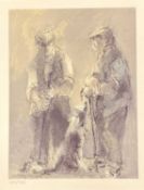 WILLIAM SELWYN limited edition (282/300) - two farmers with crooks and sheepdog, 42 x 32cms