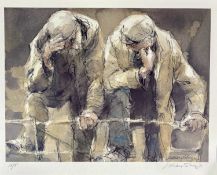 WILLIAM SELWYN artist proof print - two farmers talking, signed in pencil, 32 x 40cms Provenance: