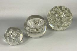 THREE MODERN GLASS DUMPS, 14cms (h) tallest Provenance: deceased estate Conwy