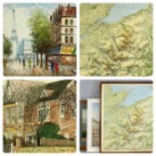 BERNETTE (British 1877 - 1950) oil on canvas - Parisian scene with Eiffel Tower to background,