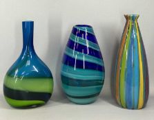ART GLASS VASES (3), various colours, 38cms (h) the tallest Provenance: deceased estate Conwy