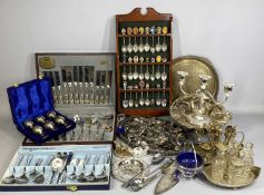 VARIOUS EPNS, CUTLERY SETS, SOUVENIR SPOONS & RACK Provenance: private collection Wrexham
