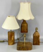 FOUR RUSTIC OAK TABLE LAMPS Provenance: deceased estate Anglesey