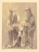 WILLIAM SELWYN limited edition (100/300) print - two farmers with crooks and sheepdog, signed and