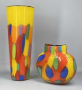 MAUREEN WILLIAMS (Australian b.1952) two art glass vases, both signed, one with label, (2), 47cms (