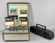 TRUVOX VINTAGE CASED REEL-TO-REEL PLAYER, accessories and a boxed Phillips portable stereo