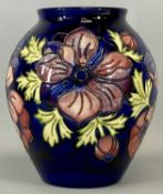 LARGE MOORCROFT ANEMONE VASE limited edition (34/94) in cobalt blue ground, impressed marks,