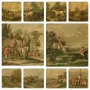 J. HARRIS AFTER J. F. HERRING set of four large colour engravings - Herring's fox hunting scenes,