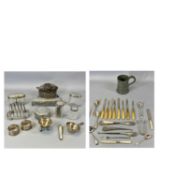 VARIOUS SILVER MOUNTED GLASS DRESSING TABLE JARS, silver handled button hook and shoehorn, two