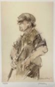WILLIAM SELWYN (Welsh b.1933) limited edition (59/500) print - farmer observing, signed and numbered