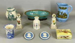 GROUP OF CERAMICS, 19th century and later, a Carltonware Bleu Royale oval bowl, 20 x 18cms, Royal