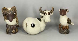 NOVELTY CRACKLE GLAZE CREATURES (3), 20cms (h) the tallest Provenance: deceased estate Conwy