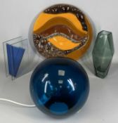 TILLY'S OF SOUTH AFRICA COLOURFUL ART GLASS CHARGER, 42.5cms diam, and three items of other modern