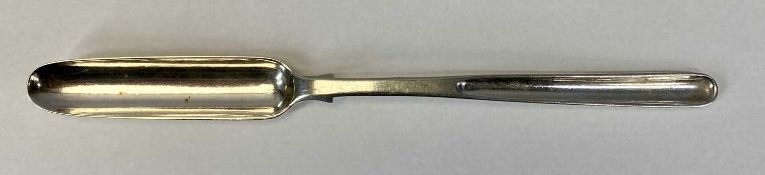VICTORIAN SILVER MARROW SCOOP engraved with monogram, London 1853, Chawner & Co, 22cms (l), 1.