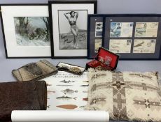 GROUP OF MIXED COLLECTABLES including Air Force First Day Covers, beige and brown Welsh blanket
