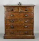 VICTORIAN MAHOGANY TABLETOP SPECIMEN CHEST having two short, four long drawers, turned knob handles,