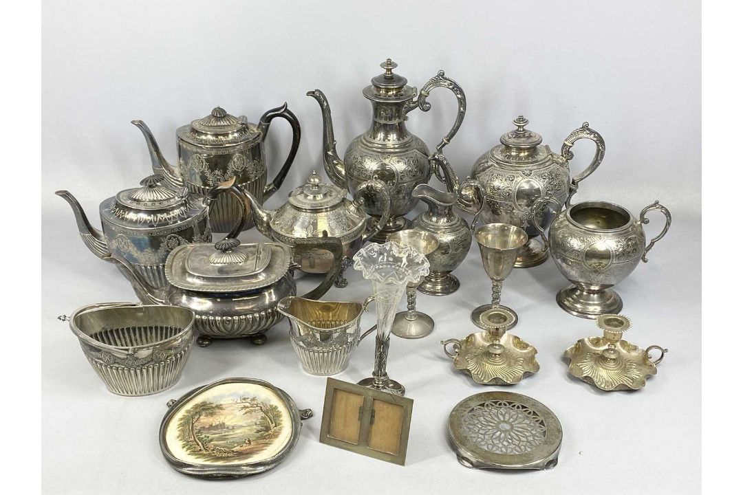 EPNS TEA SERVICE, SERVERS & OTHER CUTLERY, cased and loose, etc Provenance: private collection - Image 2 of 3