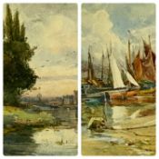 LILLIAN RUSSELL BELL (English. 1864 - 1947) watercolours a pair - boating and lake scenes, signed,