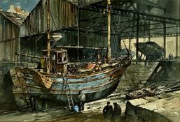 GEORGE CECIL BUSBY (British 1926 - 2005) watercolour - 'Felinheli Slipway', signed and dated '82, 30