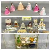 COALPORT HOUSES (14) and a quantity of other ornamental China and display cabinet Provenance: