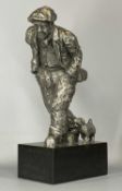 ALEXANDER MILLAR (Scottish Contemporary) stainless steel sculpture - entitled 'One Man and his Dog',