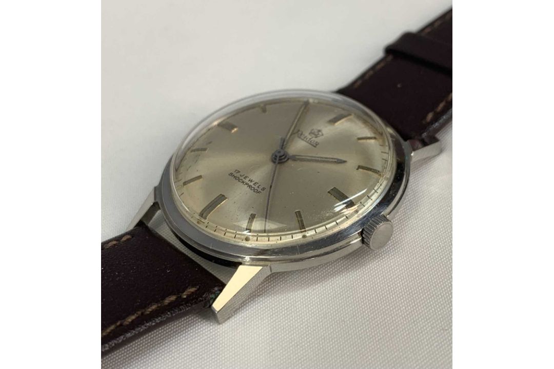 ROIDOR WHITE METAL GENTLEMEN'S WRISTWATCH having silvered dial with baton hour markers, leather - Image 3 of 4