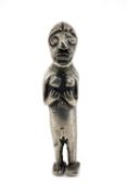 INCA SILVER ALLOY FIGURE, Peru, possibly c. 1500 AD, of a standing naked female, wt 40g, 6cms high