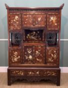 JAPANESE SHIBAYAMA SHODANA, Meiji Period, fitted with inlaid and laquered doors and panels of birds,