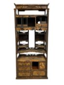 JAPANESE PARQUETRY SHODANA, Meiji Period, fitted with an arrangement of shelves, sliding doors,