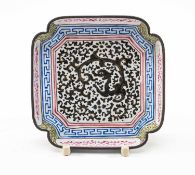 CHINESE CANTON ENAMEL SPOON DISH, Qianlong, decorated with sinuous chilong on foliate ground with