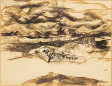 ‡ WILLIAM CROSBIE RSA (Scottish 1915-1999) ink on paper - entitled verso, 'Landscape Drawing' on
