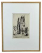 EDGAR HOLLOWAY drypoint etching - entitled, 'Beverley Minster', signed, dated verso 1930, 24 x 16cms