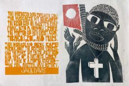 ‡ PAUL PETER PIECH (American-British, 1920-1996) three colour lithograph - stark image of figure