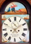19TH C. OAK WELSH 8-DAY LONGCASE CLOCK, Thomas Clatworthy (Ystralyfera), painted 12in. dial with