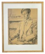 EDGAR HOLLOWAY pencil on paper - portrait, entitled, 'Abraham, Royal Masonic School 1940', signed,
