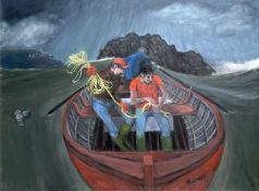 ‡ PHILIP MUIRDEN (1932-2023) on on canvas - entitled verso, 'The Lesson', signed, 75 x 100cms