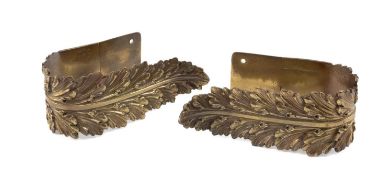 REGENCY GILT-BRASS ACANTHUS LEAF CURTAIN TIE-BACKS, 16 (w) x 6cms (d) (2) Provenance: private