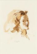 ‡ JOHN SERGEANT (1937-2010) pen and ink wash - portrait of a young lady, signed and with chevron