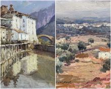‡ MIGUEL CARBONELL (1930-2008) oil on canvas (a pair) - landscapes, entitled, 'Gerri De La Sal',