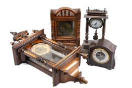 COLLECTION OF CLOCKS including, early 20th c. oak cased clock, 5