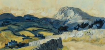 ‡ AUDREY HIND (b.1936) oil on board - entitled verso, 'Mountain Road, Holyhead', signed, 24 x