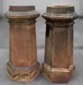 PAIR OF VICTORIAN HEXAGONAL TERRACOTTA CHIMNEY POTS, 88 (h) x 37cms (w) (2) Provenance: consigned